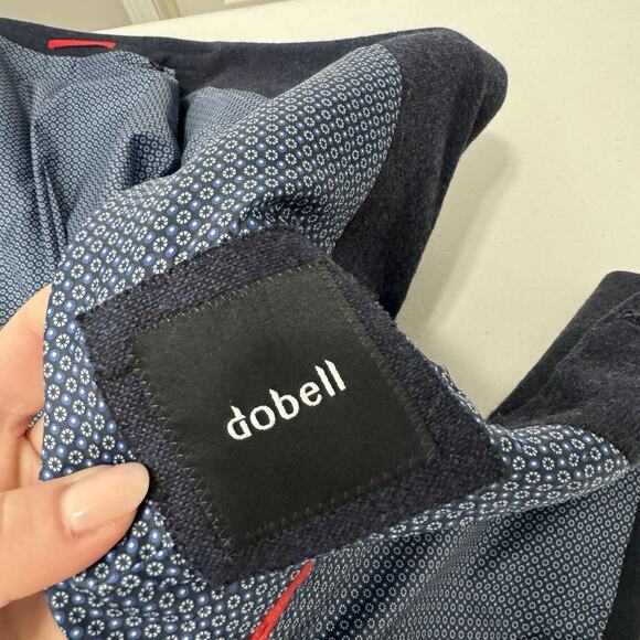 DoBell Mens Blazer UK 38R Blue Wool Tweed Slim Sport Coat Suit Jacket Career - Picture 10 of 12